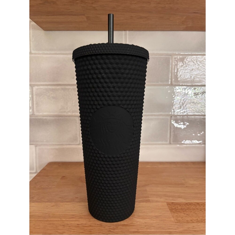 Starbucks Matte Black Textured Studded Tumbler Cold Cup with Straw